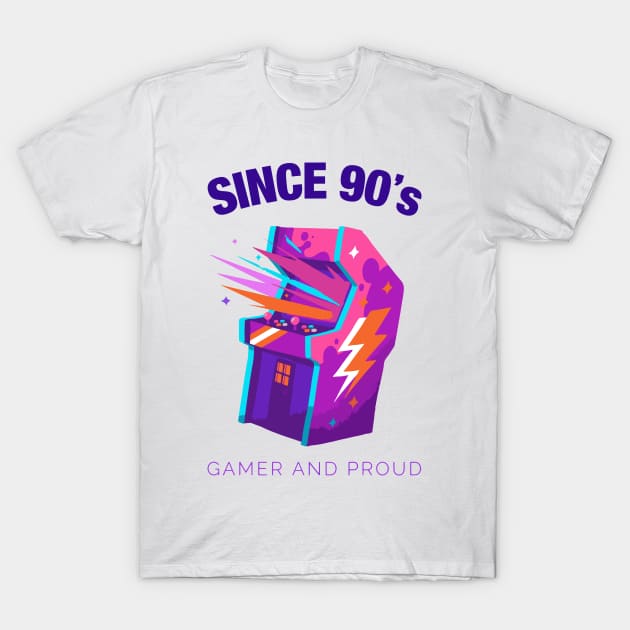 Since 90s Gamer and Proud - Gamer gift - Retro Videogame T-Shirt by xaviervieira